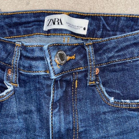 Zara Skinny Raw Hem Dark Wash Jeans - Picture 5 of 6